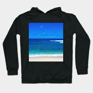 Watu Karung lagoon sand beach with rock islands on right and left Hoodie